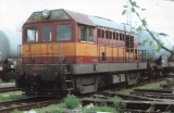 Motorová lokomotiva 720 084-3 ve Vysokém Mýtě na jaře 1996