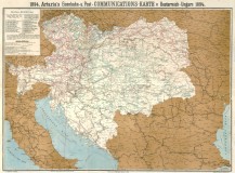 Železniční a poštovní mapa Rakousko - Uherska 1894