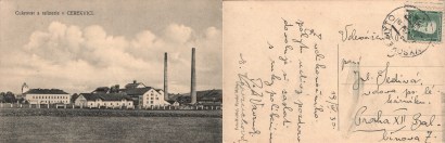 pohlednice Cukrovar a rafinerie v Cerekvici.