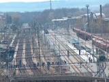 léto 2003 železniční stanice Choceň pohled ze silničního mostu olomoucké zhlaví